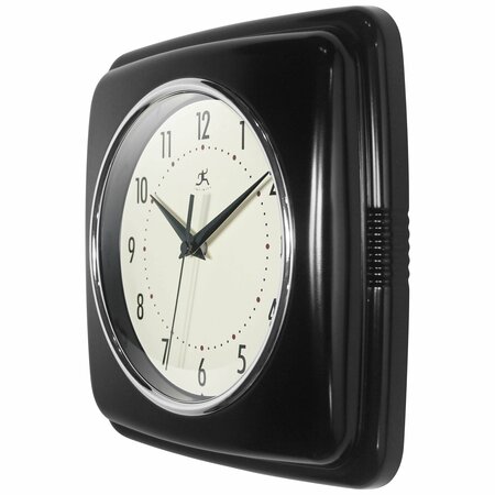 Infinity Instruments Square Retro Black Wall Clock, 9.25 in. 13228BK-4103
